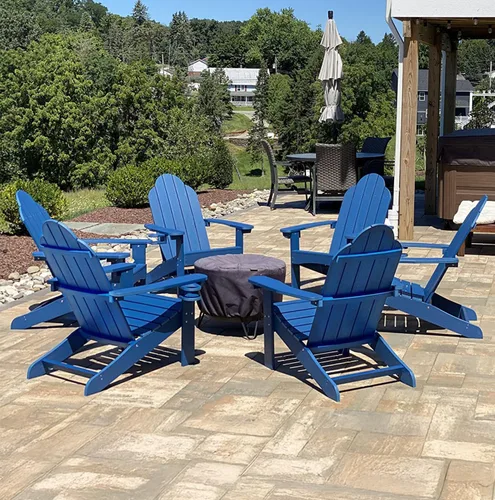 Miniatura 25 de LUE BONA HDPS Sillas Adirondack Set de 2, Silla para Hoguera al Aire Libre Resistente a la Intemperie con Portavasos, Silla Moderna de Plástico