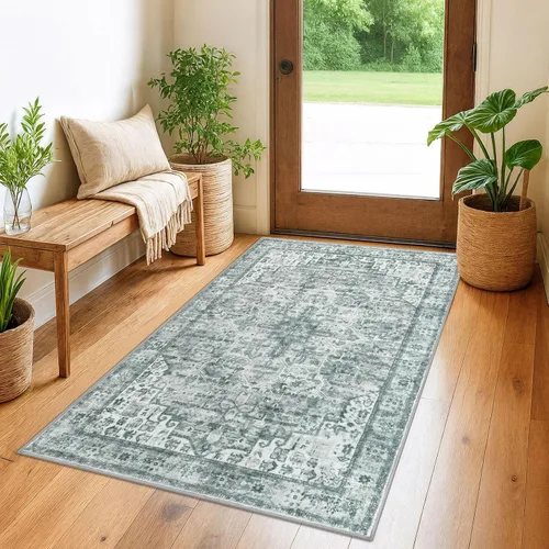 Miniatura 23 de SIILOOM Alfombra lavable de 2 x 3 pies, alfombra suave color taupe ceniza para entrada, tapete antideslizante para puerta de interior, tapete