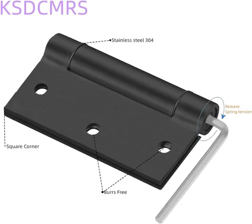 Miniatura 5 de Bisagras de acero inoxidable de cierre automático de 3.5 pulgadas, 3-1/2 pulgadas x 3 1/2 pulgadas, resorte resistente cargado automático ajustable