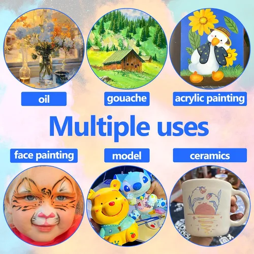 Miniatura 6 de ESRICH Juego de pinceles de pintura, 30 unidades/360 piezas de pelo de nailon con punta redonda para acrílico, acuarela, óleo y pintura