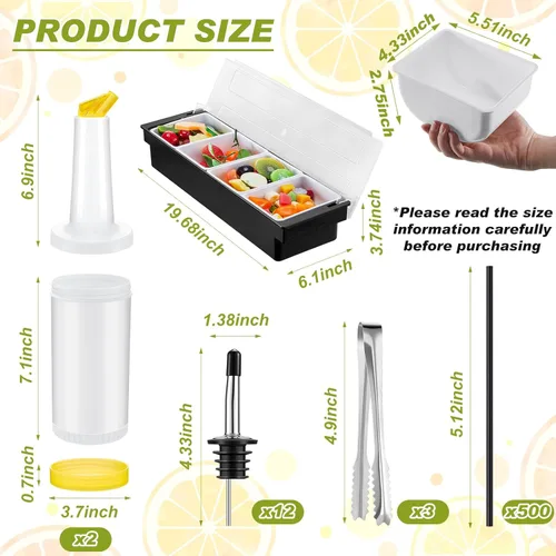 Miniatura 2 de Mifoci Bartending Supplies Bandeja de Guarnición con Tapa Caddy de Bar Rimador de Vasos de 3 Niveles 12 Vertedores de Botellas de Acero Inoxidable 2