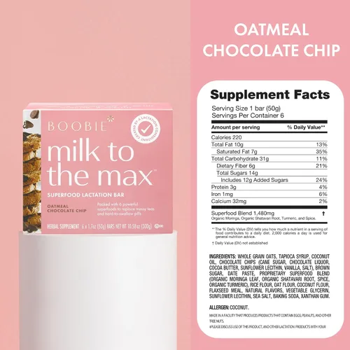 Miniatura 3 de Boobie Bar Barras de lactancia de superalimentos, aperitivos de lactancia para lactancia materna para aumentar el suministro de leche, sin alholva