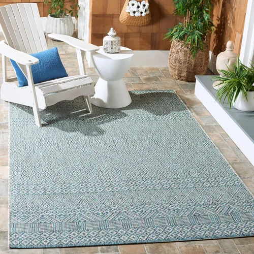 Miniatura 9 de SAFAVIEH Alfombra lavable al aire libre, colección Courtyard - 2'3" x 5', gris y negro, no desprende pelusa y fácil limpieza, ideal para patio