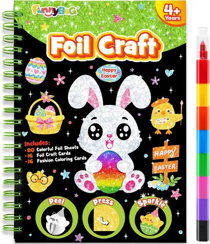 Miniatura 34 de FUNNYB&G Arte en papel de aluminio para niños - Manualidades de Navidad, regalos de fiesta, rellenos de calcetines para niños, suministros de arte