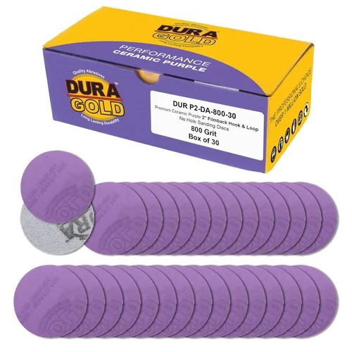 Miniatura 8 de Dura-Gold Discos de lijado de cerámica de película morada de grano 180 prémium de 2 pulgadas, caja de 30 – papel de lija con soporte de gancho