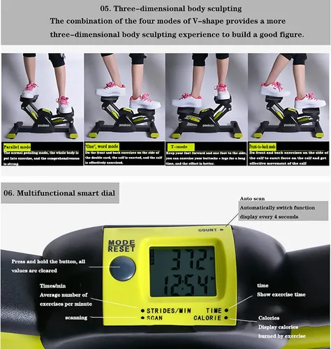 Miniatura 6 de Escalera para ejercicio, mini escalones con banda de resistencia, paso a paso hidráulico con monitor LCD y bandas de resistencia para entrenamiento