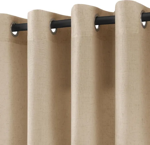 Miniatura 11 de Cortinas de lino beige de abedul de 84 pulgadas de largo para sala de estar, cortina semitransparente filtrante de luz de lujo, decoración moderna