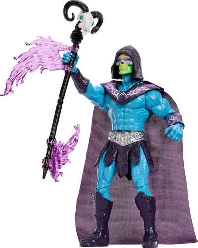 Miniatura 6 de Masters of the Universe Figura de características Havoc Staff Attack Skeletor, movimiento de acción de giro y liberación, 5.5 pulgadas y accesorio