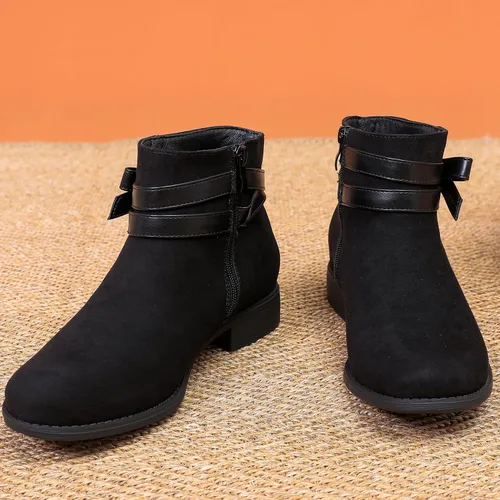 Miniatura 5 de Luoika Botines anchos para mujer, botines de invierno extra anchos con cremallera lateral y tacón bajo.