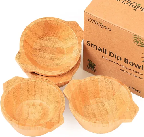 Miniatura 10 de Juego de Mini Cuencos, Platos de Salsa de Bambú para Mojar Aperitivos/Salsas/Nueces, Cuenco de Mezcla de Mascarilla Facial de Madera de Bambú