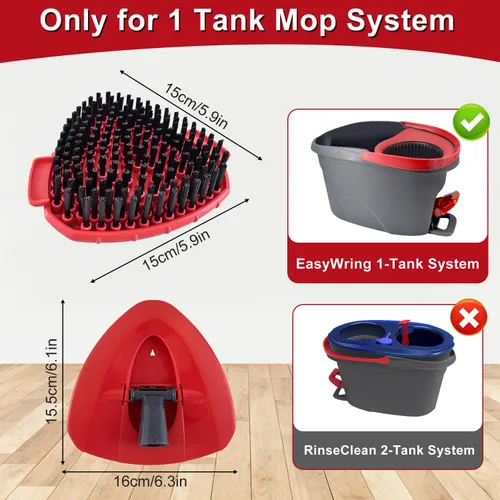 Miniatura 5 de Paquete de 2 cabezales de repuesto de cepillo de fregado compatibles con el sistema O Cedar Easywring de 1 tanque, 2 piezas de trapeador giratorio