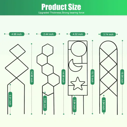 Miniatura 3 de Wellsign Enrejado para plantas trepadoras en interiores, enrejado pequeño de metal para plantas de interior de jardín de 15.94 pulgadas para plantas