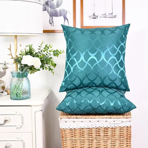 Miniatura 2 de CaliTime Juego de 2 fundas de almohada modernas, brillantes y opacos, con forma de onda, geométricas abstractas, para sofá, cama, sofá, decoración