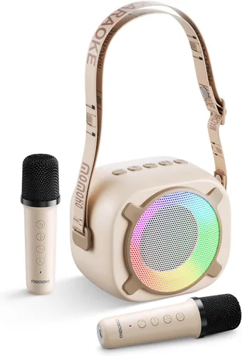 Miniatura 7 de Máquina de karaoke para niños, altavoz Bluetooth portátil con micrófono inalámbrico y luces LED, efectos de voz mágicos, para niñas, fiesta en casa