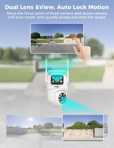 Miniatura 2 de Hiseeu - Cámara de seguridad inalámbrica, WiFi 5G/2.4G, vista de lente dual, control de inclinación, zoom, visión nocturna a todo color, detección