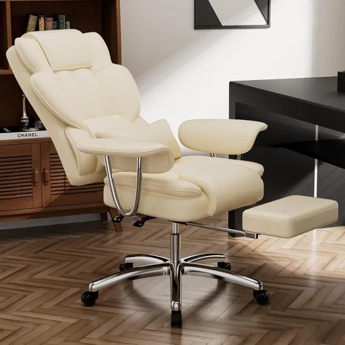 Miniatura 7 de Big and Tall Executive Office Chair with Adjustable Footrest PU Leather Reclining Computer Chair Ergonomic High Back Swivel Heavy Duty for Home