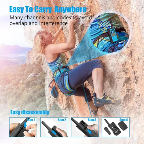 Miniatura 5 de NXGKET Walkie Talkies Long Rnage para adultos NOAA Wether Alert, Walkie Talkie recargable de 2 vías, 22 canales, escaneo VOX con batería de iones