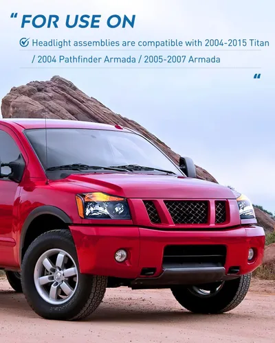 Miniatura 6 de Ensamble de faros Nilight Compatible con 2004 2005 2006 2007 2008 2009 2010 2011 2012 2013 2014 2015 Nissan Titan Armada Faros de Repuesto Carcasa