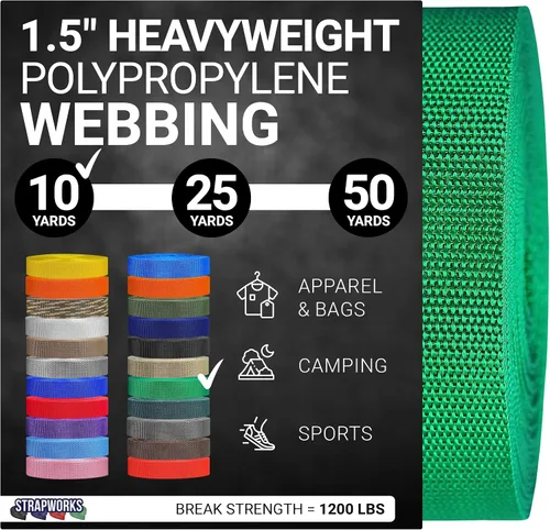 Miniatura 54 de Strapworks Heavyweight Polypropylene Webbing - Heavy Duty Poly Strapping for Outdoor DIY Gear Repair, 1.5 Inches