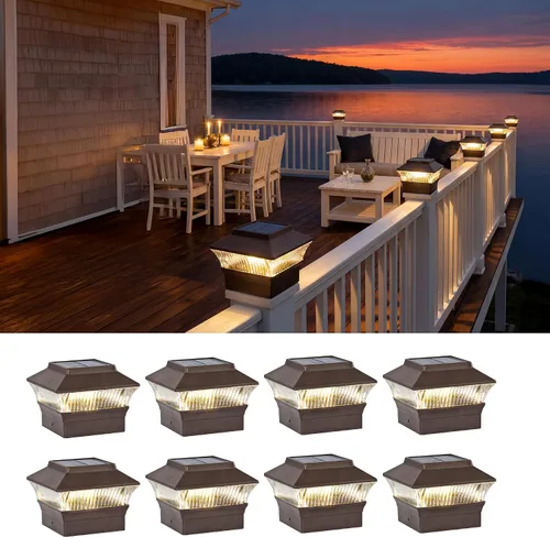 Miniatura 14 de Luces para postes de valla, 25 lúmenes, luz solar para postes de madera, se adapta a postes de madera de 4 x 4 o más grandes con base de 4 x 6, luz