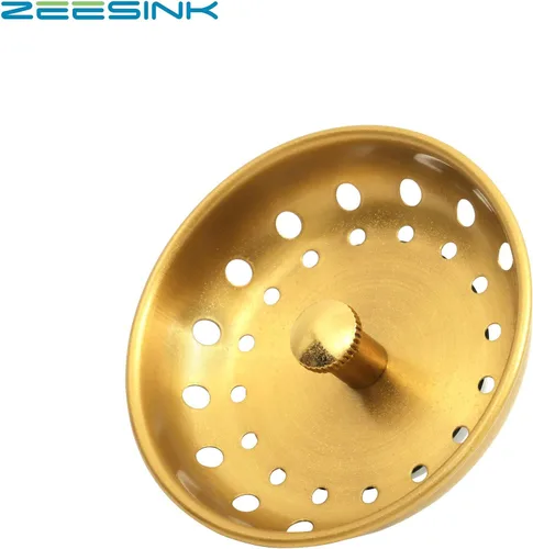 Miniatura 5 de Tapón de colador dorado para fregadero,Tapón de fregadero de acero inoxidable,Tapón de cesta de repuesto para fregadero de cocina dorado Oro