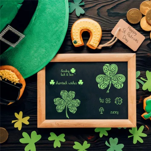 Miniatura 6 de Sellos transparentes de CRASPIRE para el día de San Patricio Hoja de trébol Sellos transparentes para álbum de recortes para hacer tarjetas DIY