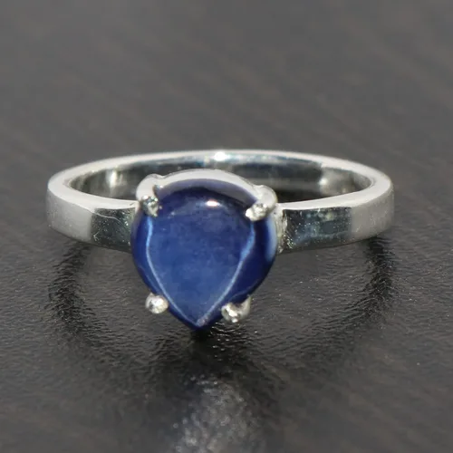 Miniatura 3 de GEMHUB Anillo de plata de ley de 1410 quilates con zafiro de estrella azul para mujer anillo de piedra natal con forma de pera anillo de diamantes