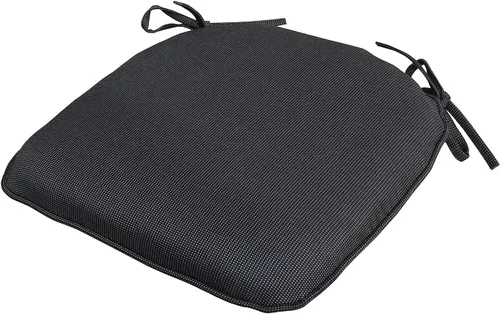 Miniatura 2 de Cojín antideslizante para silla al aire libre, bistró en forma de U, cojines de asiento de metal con lazos, 14 x 14 pulgadas, juego de 2, (negro)