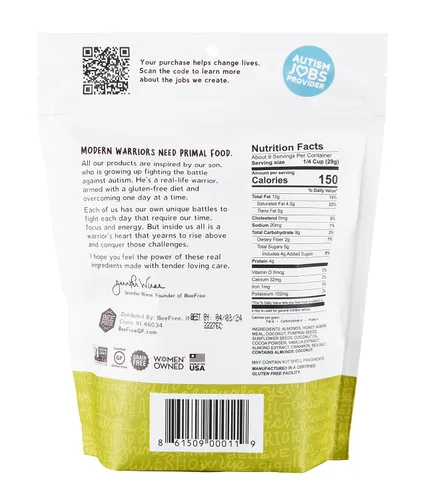Miniatura 2 de BeeFree Warrior Mix Granola sin gluten – Bocadillos de granola suaves y gruesos, granola paleo, baja en carbohidratos, sin granos, sin conservantes
