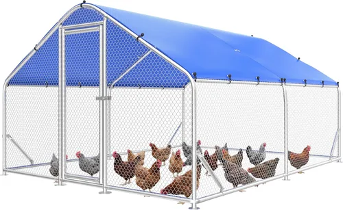 Miniatura 12 de Sino Luban Gallinero grande de metal para 10 pollos/patos, corridos de pollo para patio con cubierta impermeable, recinto de pollo al aire libre