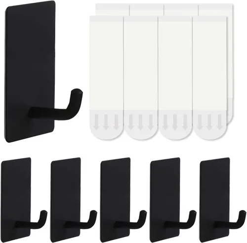 Miniatura 8 de 20 ganchos para toallas con tiras extraíbles para colgar, adhesivo de pared resistente, al aire libre sin daños, gancho adhesivo para baños, ducha