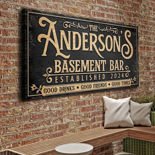 Miniatura 2 de TAILORED CANVASES Letrero de Bar Personalizado - Decoración de Bar de Sótano Personalizada, Arte de Pared en Lienzo de Salón para Cueva de Hombre