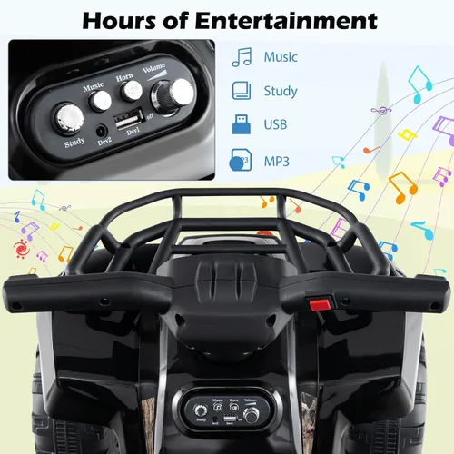 Miniatura 5 de Costzon Cuatrimoto para Niños, Vehículo Eléctrico de Batería de 6V Cuatro Ruedas Quad con Cesta de Almacenamiento, Faro, Bocina, Música, MP3 y USB