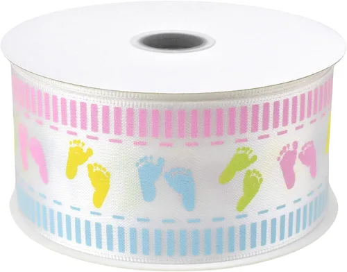 Miniatura 4 de Homeford Baby Footprint - Cinta de satén pastel, color blanco, 1-1/2 pulgadas, 3 yardas