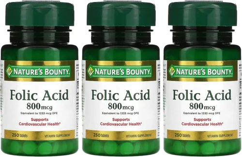Miniatura 8 de Nature's Bounty Suplemento de Ácido Fólico, Apoya la Salud Cardiovascular, 800 mcg, 250 Tabletas