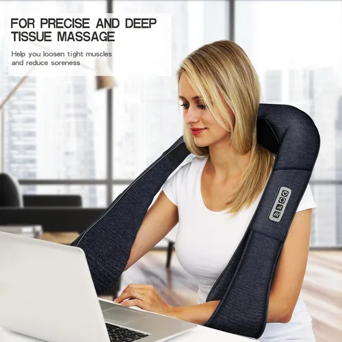 Miniatura 4 de Mo Cuishle - Masajeador Shiatsu de espalda, hombros y cuello con calor, masaje eléctrico de tejido profundo 4D de amasamiento, los mejores regalos