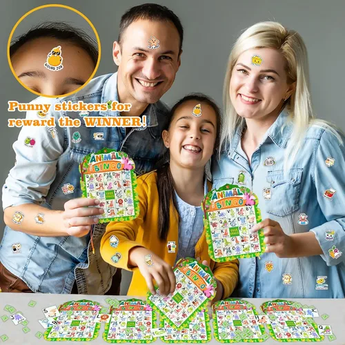 Miniatura 4 de Juego de bingo de animales para niños y adultos, familia, tarjetas de bingo de animales, reconocimiento de letras, juego de fiesta de safari