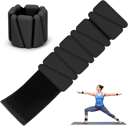 Juego de 2 pesas de muñeca para tobillo y muñeca, pulseras de peso ajustables de silicona (1 libra cada una) para mujeres y hombres, adecuadas para