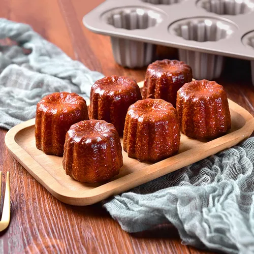 Miniatura 6 de Molde de canele antiadherente para magdalenas, molde de acero al carbono, bandeja para hornear pasteles franceses, 6 tazas para hacer mini pan