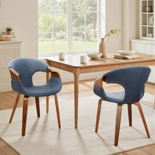 Miniatura 12 de Zouron Silla de comedor moderna de mediados de siglo, silla tapizada de piel sintética con reposabrazos, silla decorativa con patas de madera