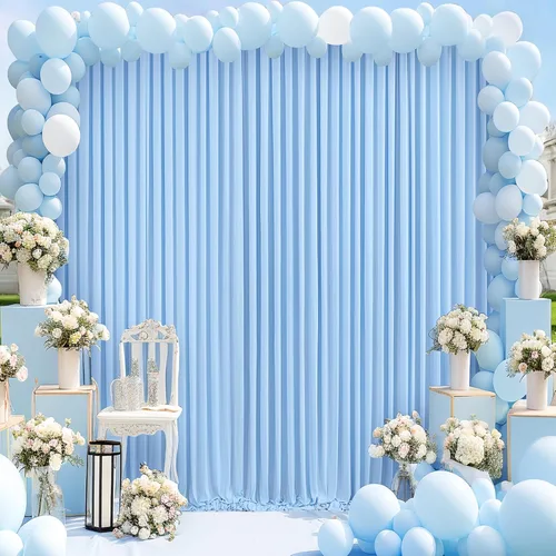 Miniatura 13 de Paneles de cortinas de fondo negras de 10 pies x 10 pies para fiestas, fiestas de cumpleaños, sin arrugas, cortinas de telón de fondo de tela