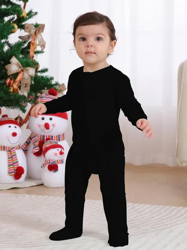 Miniatura 6 de GUISBY Pijama de rayón de bambú para bebé, manga larga suave con cremallera de 2 vías
