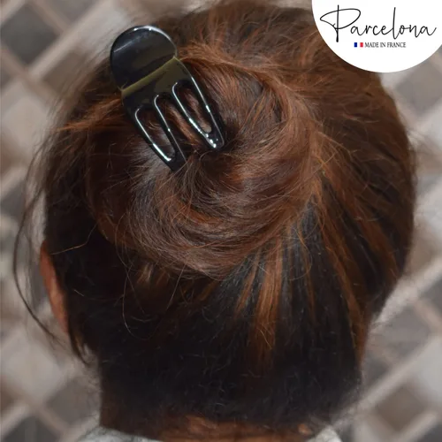 Miniatura 7 de Parcelona French Simply Bear Paw - Pinza para el cabello de yoga de 3 pulgadas, color negro, mediana, para mujeres y niñas, fabricada en Francia