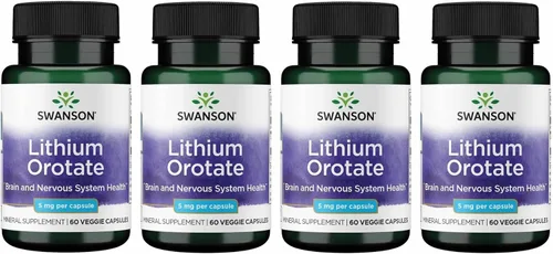 Swanson Orotato de litio antioxidante estado de ánimo bienestar emocional comportamiento suplemento de apoyo de memoria 5 mg 60 cápsulas vegetales