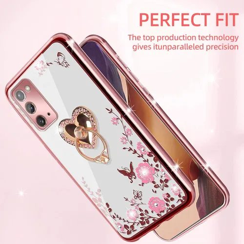 Miniatura 7 de Funda protectora transparente con función atril y correa para Samsung Galaxy Note 20 para Note 20, para Samsung Galaxy Note 20 (oro rosa)