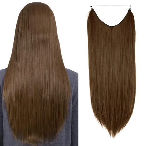 Miniatura 13 de Extensión de cabello rubio ceniza, rizado, largo, sintético, postizo de cabello rubio, 18 pulgadas, 4.2 oz, con diadema de alambre invisible