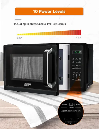 Miniatura 4 de COMMERCIAL CHEF Microondas pequeño de 0.9 pies cúbicos para encimera con controles táctiles y pantalla digital, negro y artículos nórdicos sin BPA