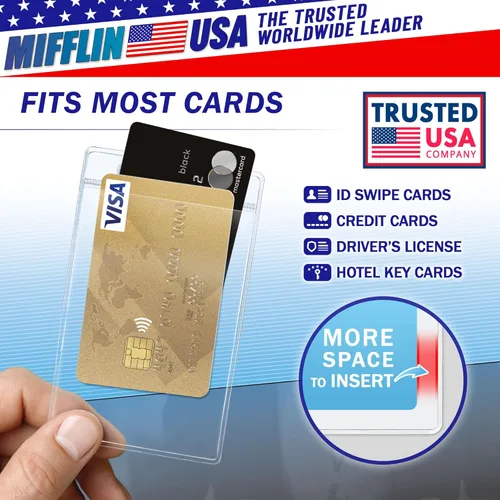Miniatura 4 de Portatarjetas vertical de plástico de Estados Unidos (3 x 4 pulgadas, transparente, paquete de 250 a granel) carga rápida sin cremallera