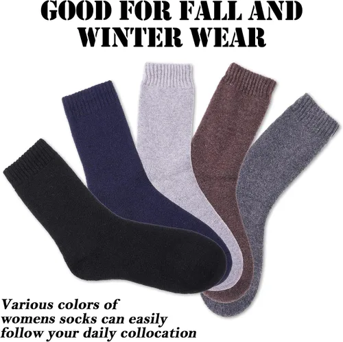 Miniatura 5 de MQELONG Womens 5 Pairs Soft Thick Comfort Casual Cotton Warm Wool Crew Winter Socks