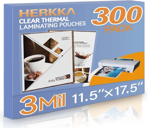 Miniatura 9 de HERKKA Paquete de 100 hojas de laminación, para hojas de 11 x 17 pulgadas, bolsas de laminación térmica transparente de 3 mil, 11.5 x 17.5 pulgadas
